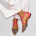 Summer Flats with Low Heel and Zebra Print
