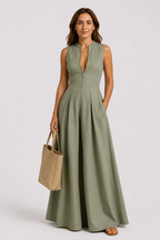 Vestido Entallado con Cremallera y Falda Fluida