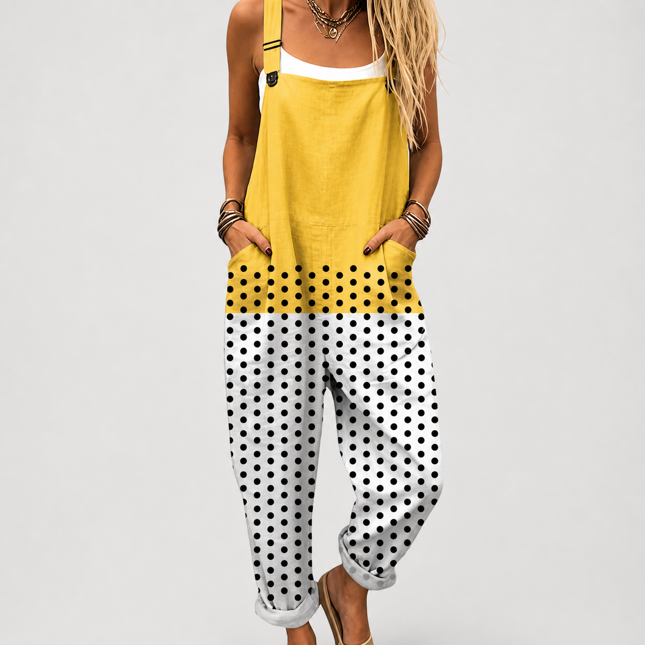 Tierra | Natural Mustard Floral Strap Jumpsuit