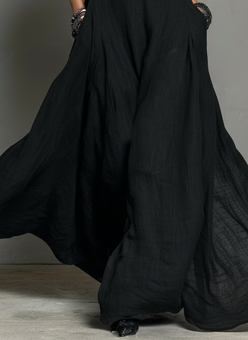 Ärmelloses Maxi-Leinenkleid im minimalistischen Stil