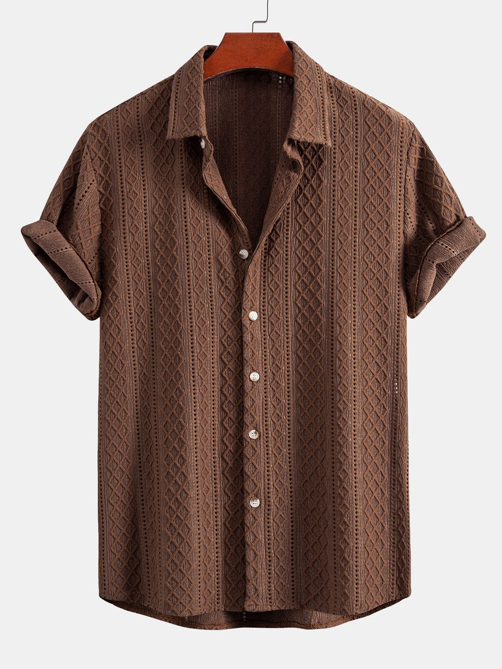 Conjunto Camisa Jacquard Geométrica y Pantalón de Lino