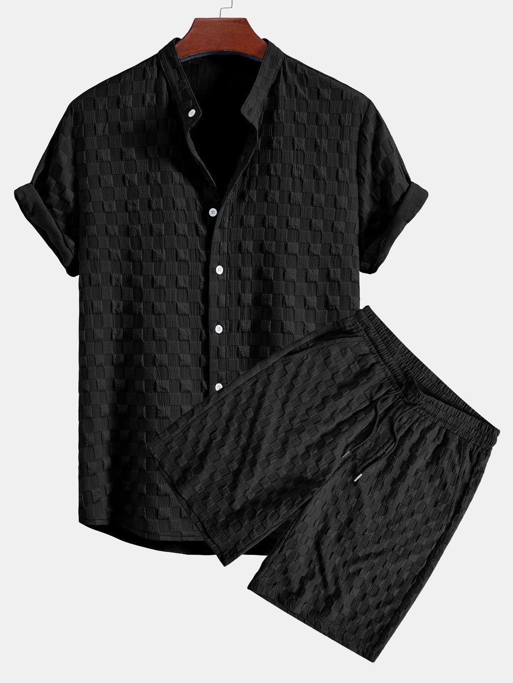 Conjunto Camisa y Pantalón Corto Cuadros Jacquard