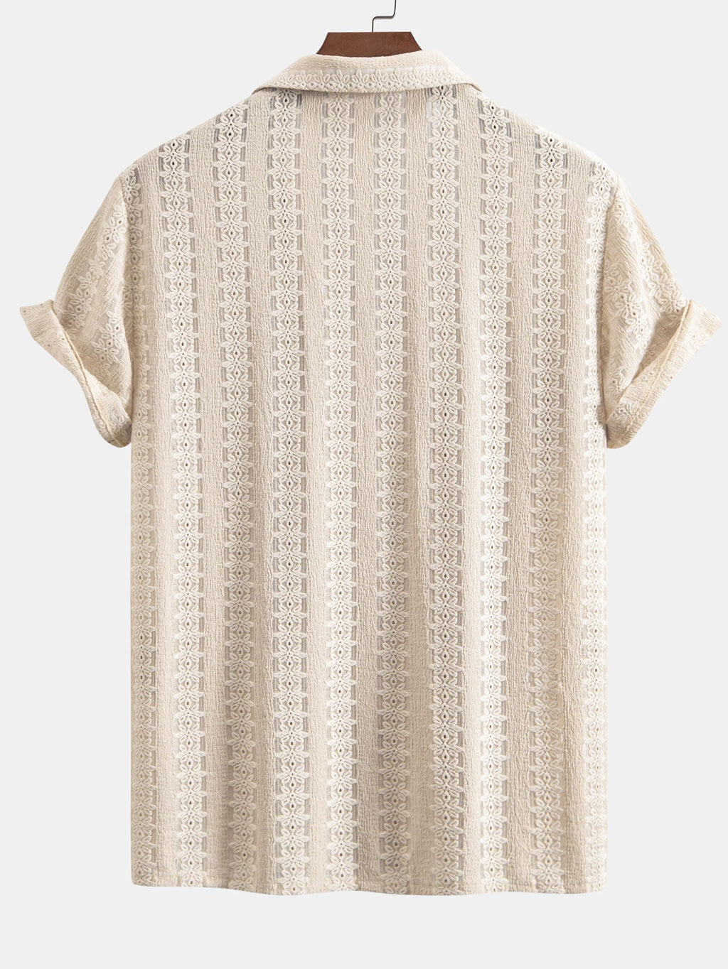 Conjunto Camisa Cubana Jacquard Floral y Pantalón Recto