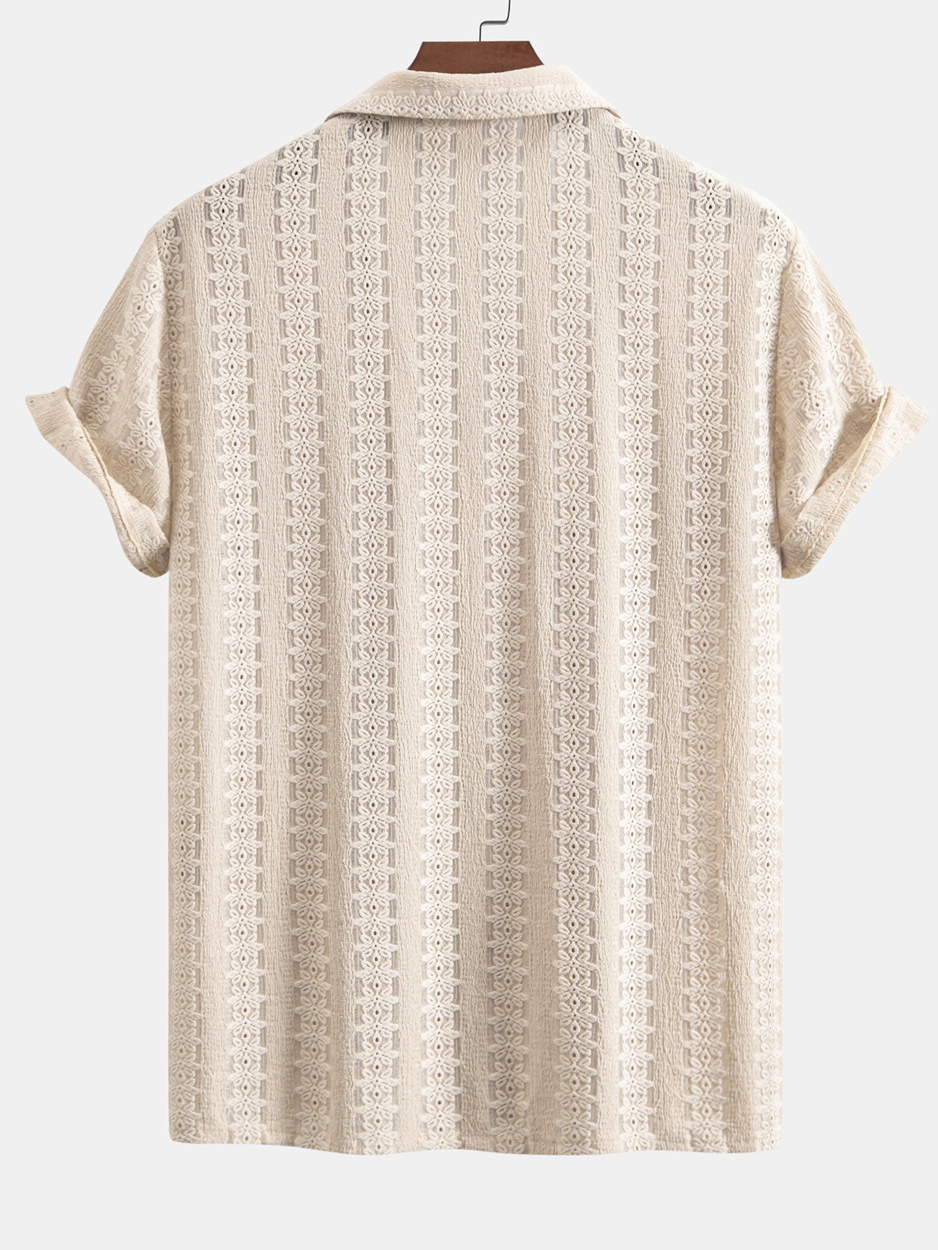 Conjunto Camisa Cubana Jacquard Floral y Pantalón Recto