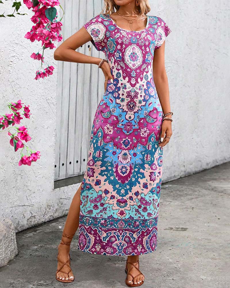 Vestido Largo Veraniego Estampado con Aberturas