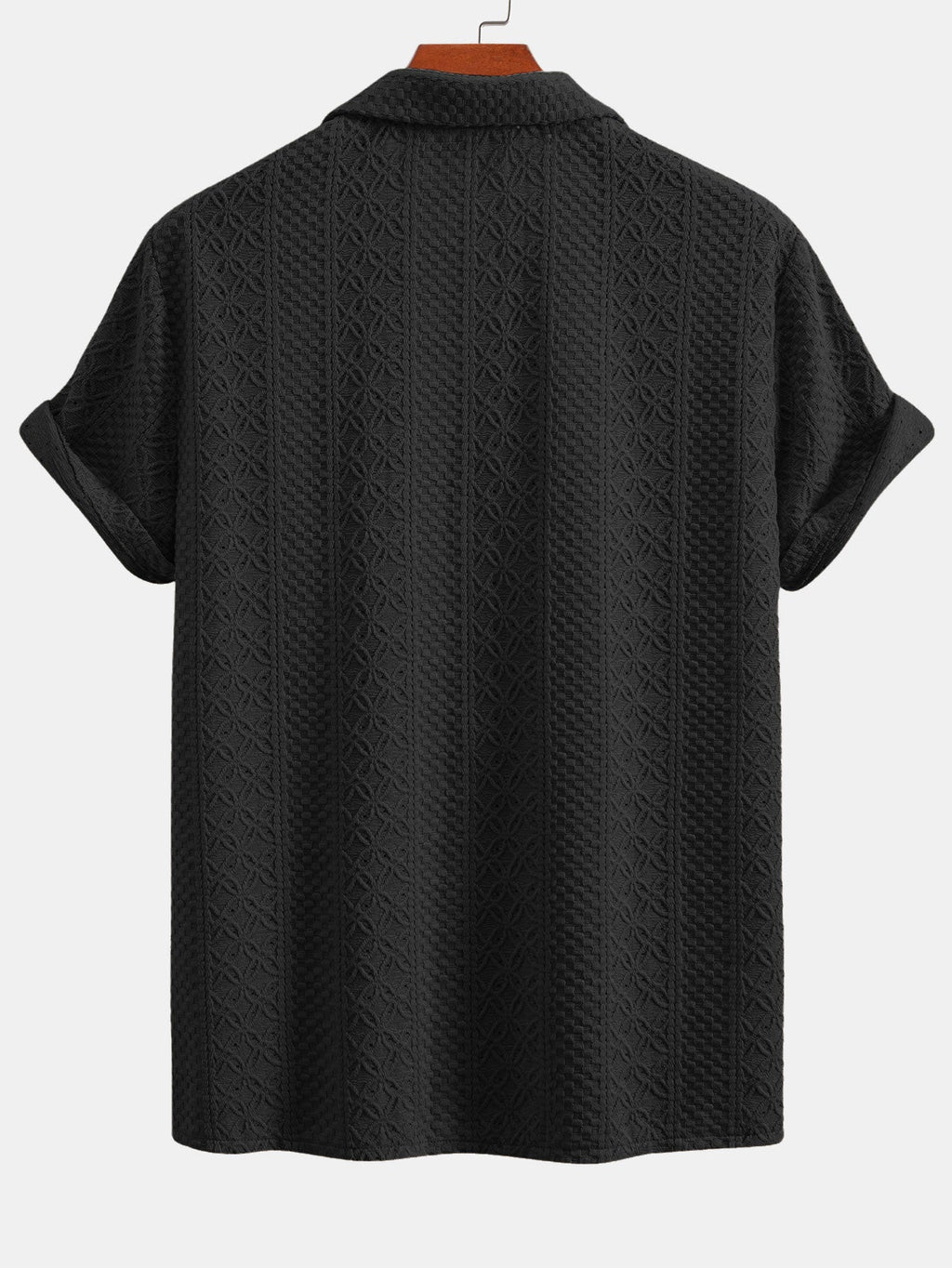 Conjunto Camisa Cubana Jacquard Floral y Pantalón Recto