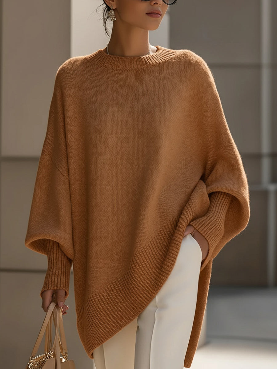 Jersey Oversize Largo de Punto Suave para Mujer
