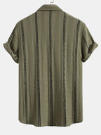 Conjunto Camisa Jacquard a Rayas y Pantalón Recto