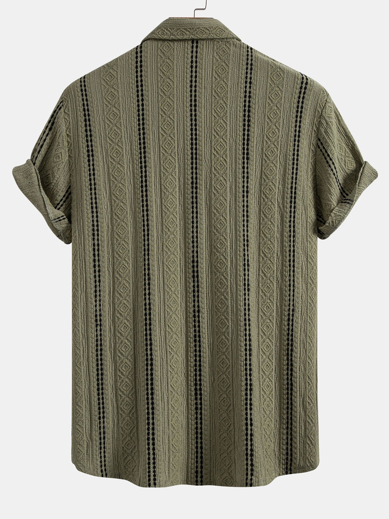 Conjunto Camisa Jacquard a Rayas y Pantalón Recto