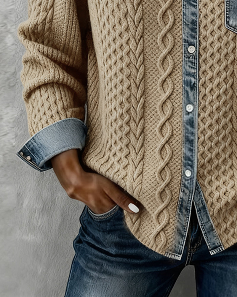 Herrenhemd Langarm mit Denim-Details Casual