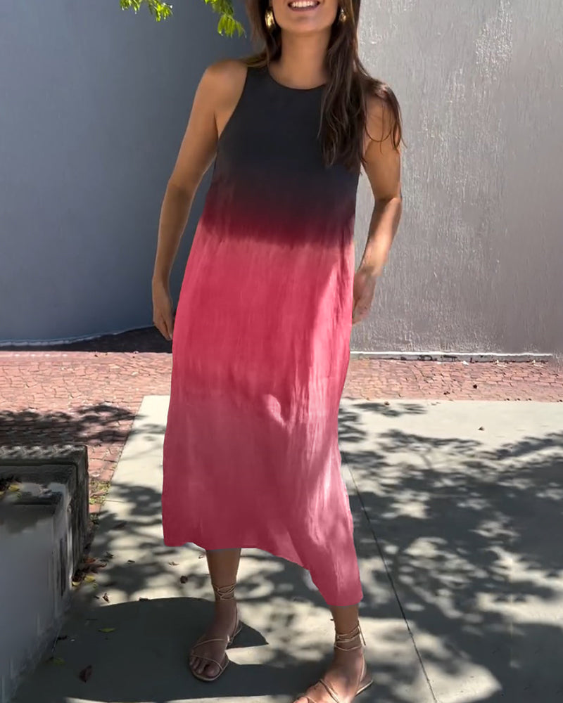 Vestido Sin Mangas con Degradado Elegante