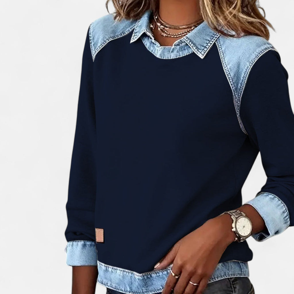Jersey Casual De Mujer De Manga Larga Con Cuello