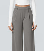 Pantalón Elegante Pierna Ancha De Tiro Alto Mujer