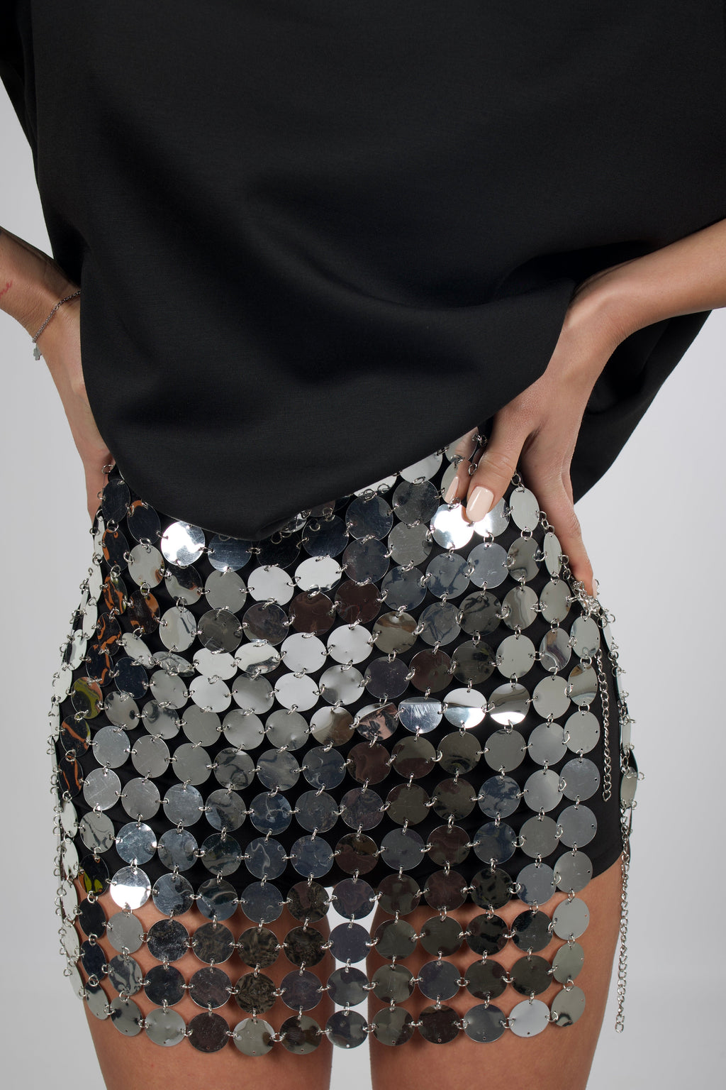 Falda Mini De Lentejuelas Espejo Estilo Ibiza