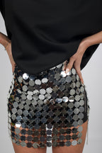 Falda Mini De Lentejuelas Espejo Estilo Ibiza