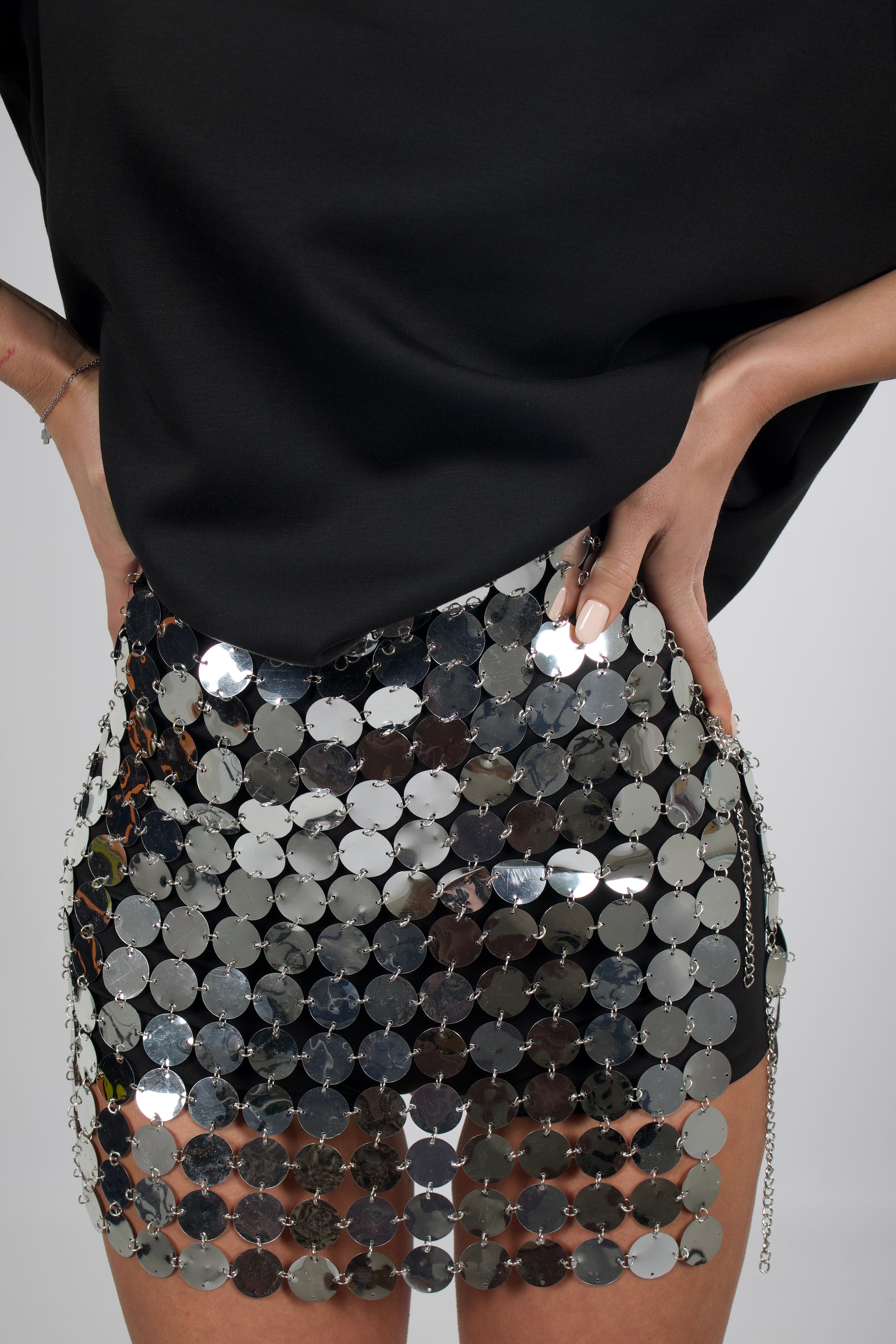 Falda Mini De Lentejuelas Espejo Estilo Ibiza