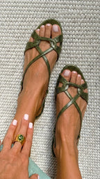 Josefina - Snake Effect Slingback Sandals