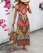 Vestido Largo Veraniego Estampado con Aberturas