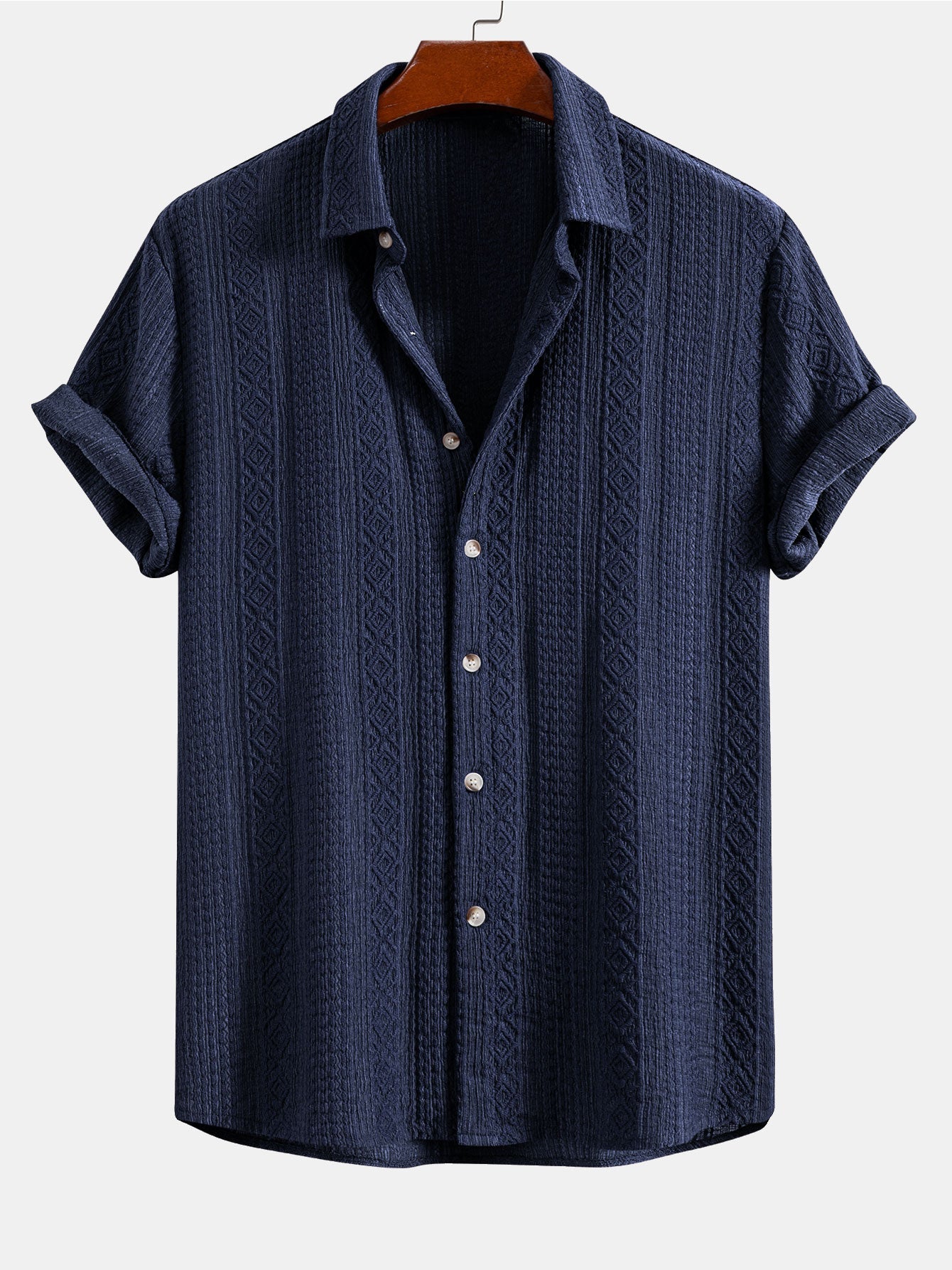 Conjunto Camisa Jacquard Geométrica y Pantalón Recto