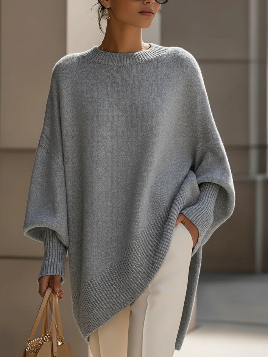 Jersey Oversize Largo de Punto Suave para Mujer