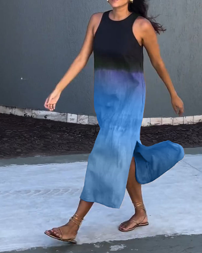 Vestido Sin Mangas con Degradado Elegante