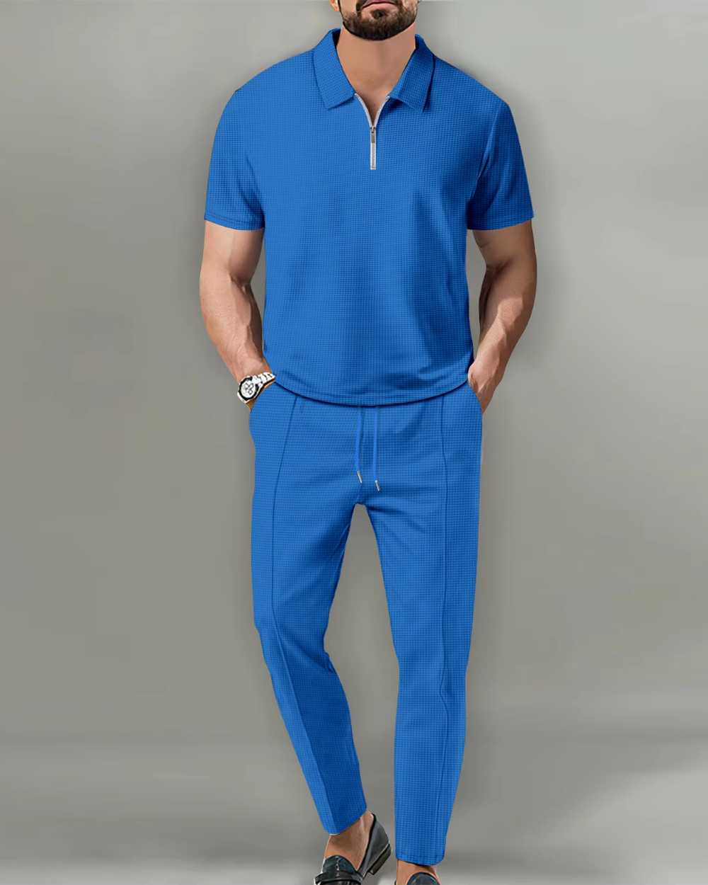 Conjunto Polo con Cremallera de 2 Piezas Elegante