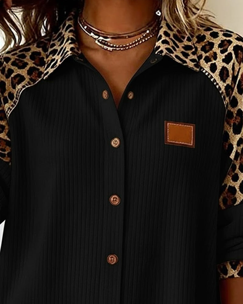 Camisa Casual de Leopardo de Algodón para Hombre