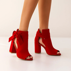 Sandalia De Tacón Ancho Con Lazo Y Peep-Toe Elegante