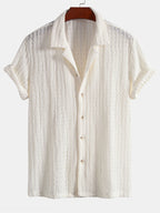 Conjunto Camisa Cubana Jacquard y Pantalón Recto de Lino