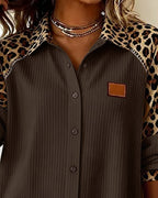Camisa Casual de Leopardo de Algodón para Hombre