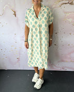 Vestido Midi Holgado de Primavera con Cuello Solapa