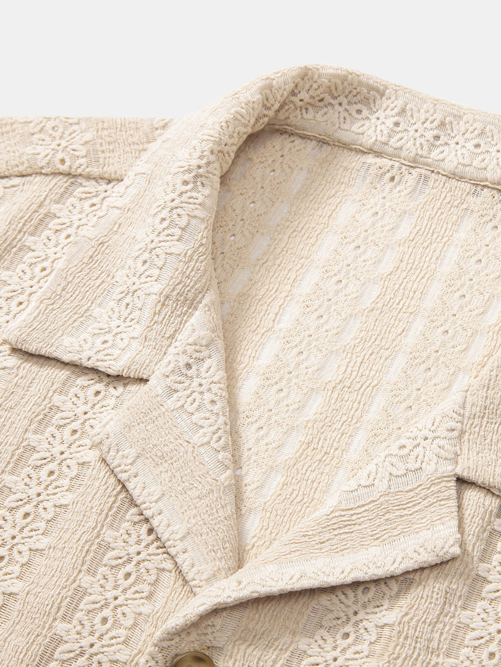 Conjunto Camisa Cubana Jacquard Floral y Pantalón Recto