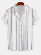 Conjunto Camisa Jacquard a Rayas y Pantalón Recto