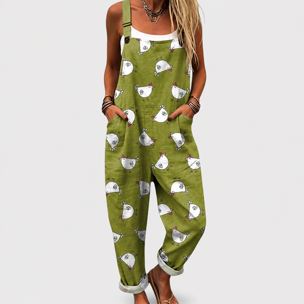 Caribe | Green and Gray Two-Tone Tropical Jumpsuit