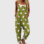 Caribe | Green and Gray Two-Tone Tropical Jumpsuit