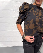 Blusa De Mujer Con Manga Abullonada Y Volantes