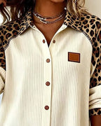 Camisa Casual de Leopardo de Algodón para Hombre