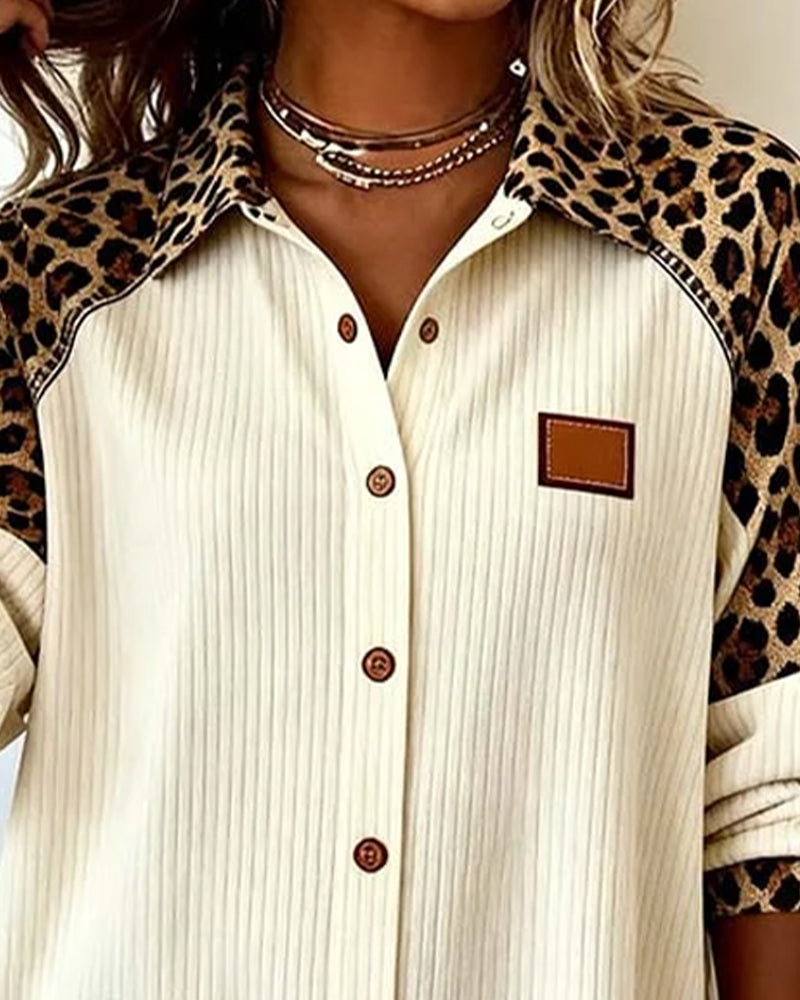 Camisa Casual de Leopardo de Algodón para Hombre