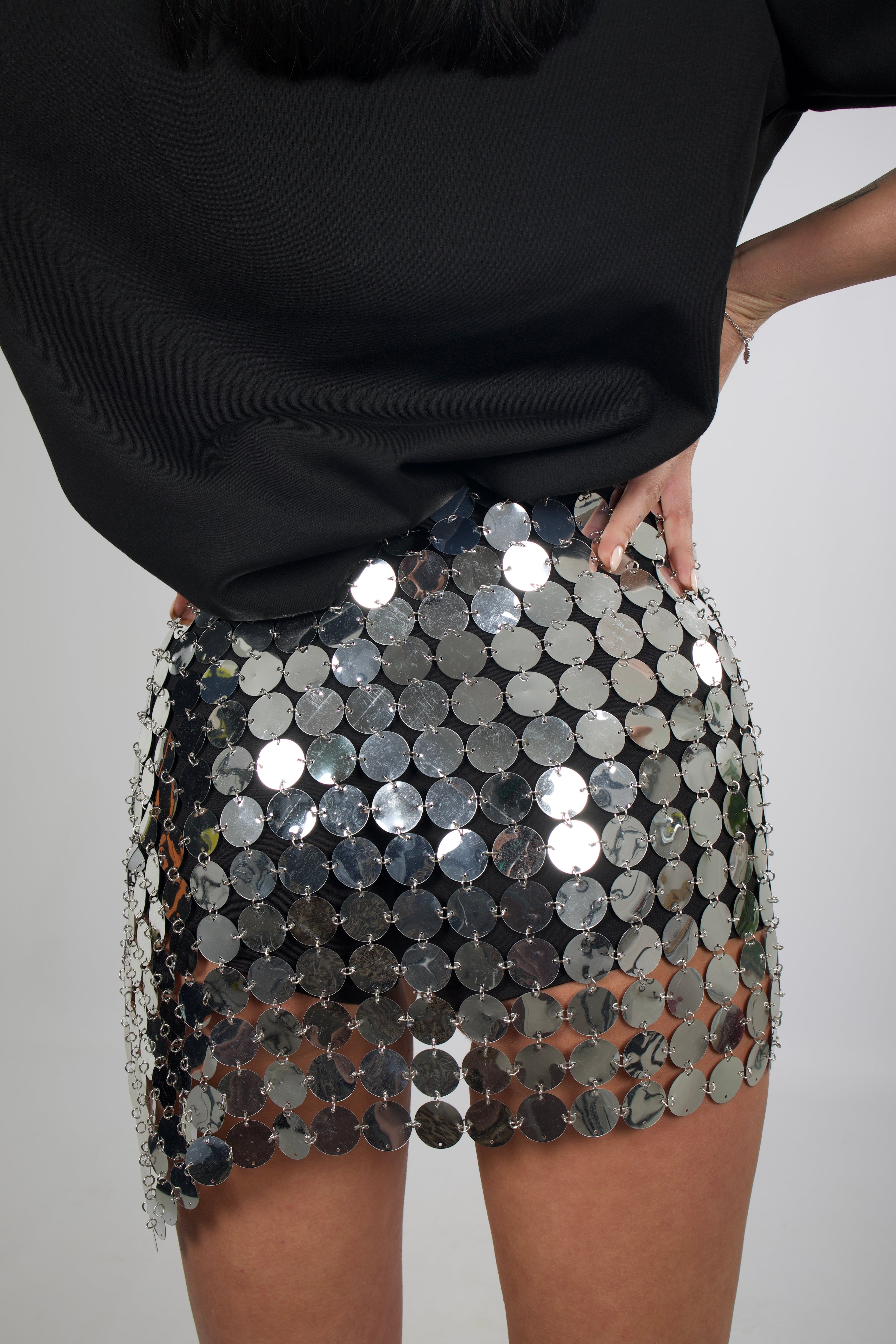 Falda Mini De Lentejuelas Espejo Estilo Ibiza