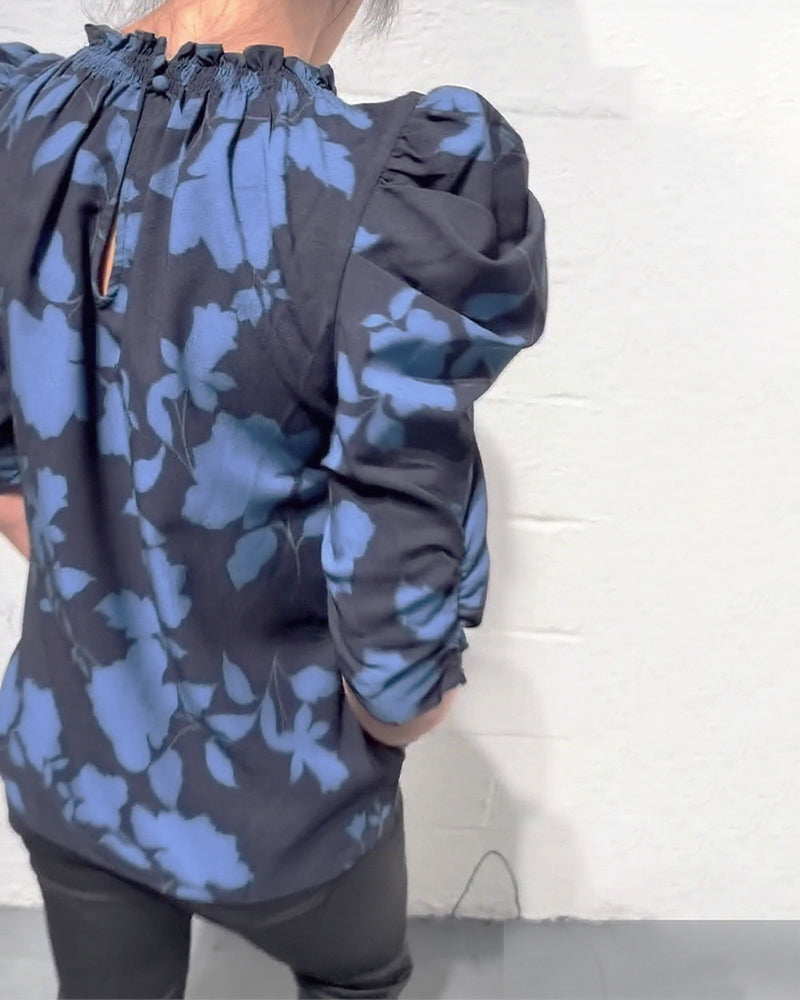 Blusa De Mujer Con Manga Abullonada Y Volantes