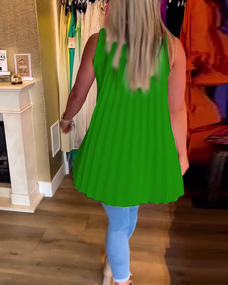 Blusa Sin Mangas Con Volantes y Cuello Solapa