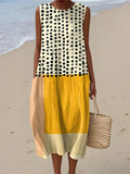 Leah™ | Polka Dot Color Block Midi Dress