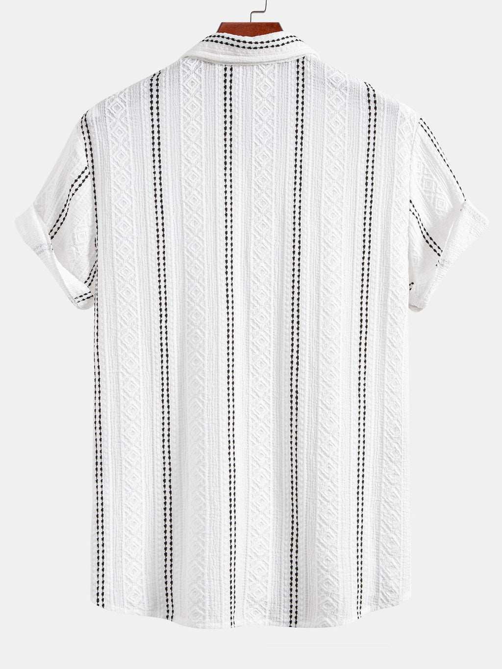 Conjunto Camisa Jacquard a Rayas y Pantalón Recto