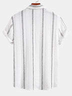 Conjunto Camisa Jacquard a Rayas y Pantalón Recto