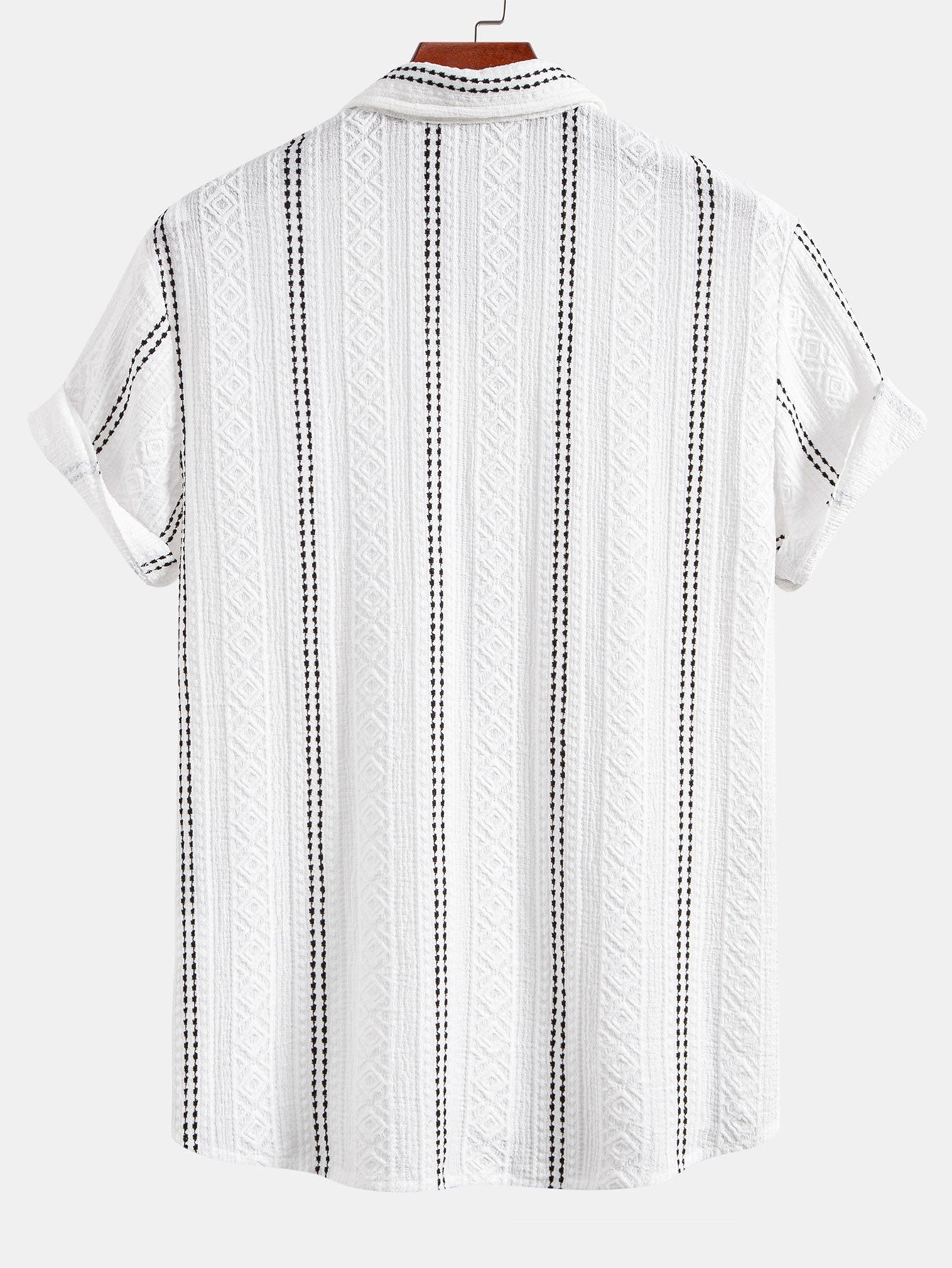 Conjunto Camisa Jacquard a Rayas y Pantalón Recto