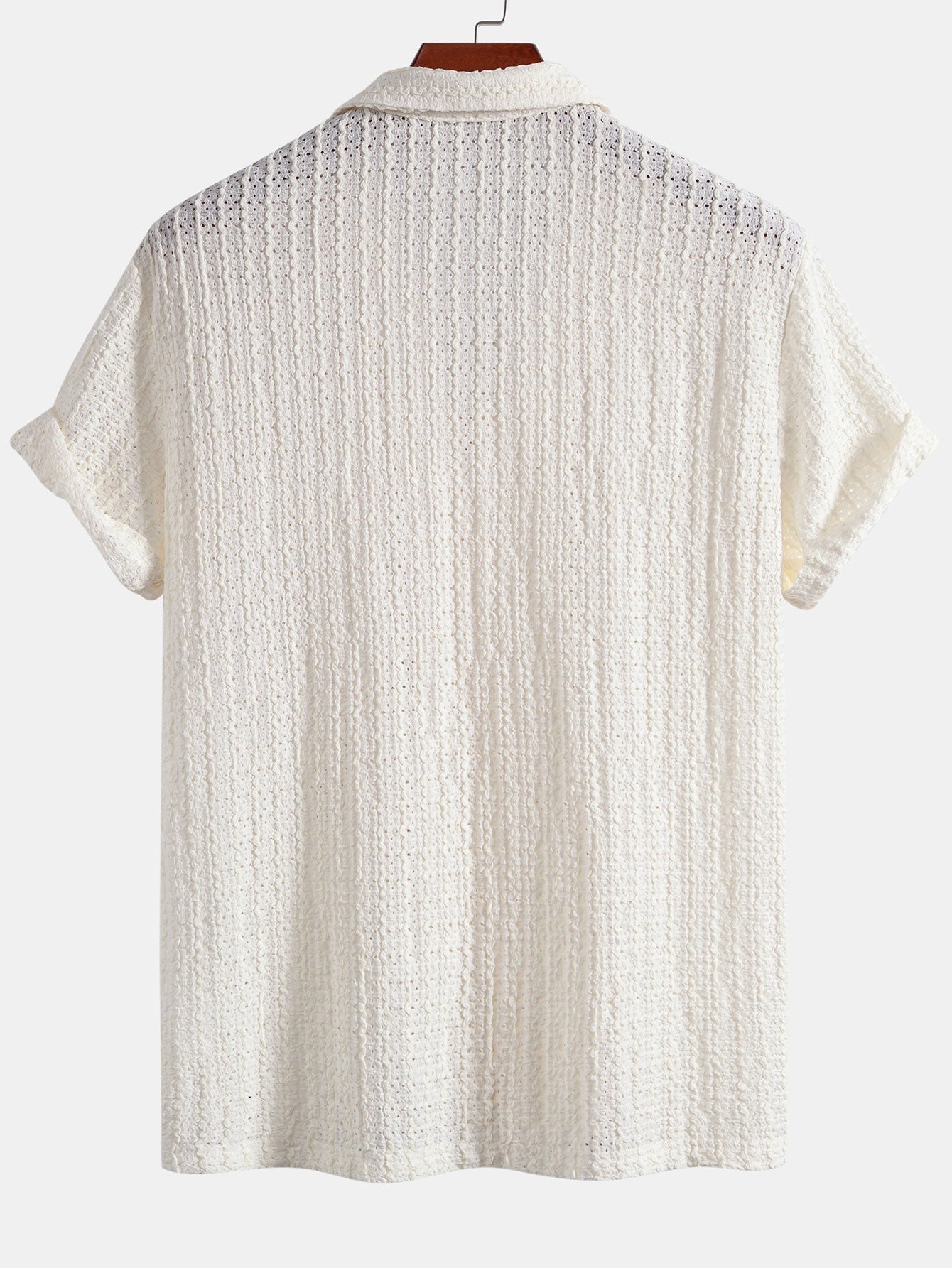 Conjunto Camisa Cubana Jacquard y Pantalón Recto Arrugado