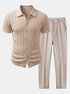 Conjunto Camisa Jacquard y Pantalón Slim Tapered
