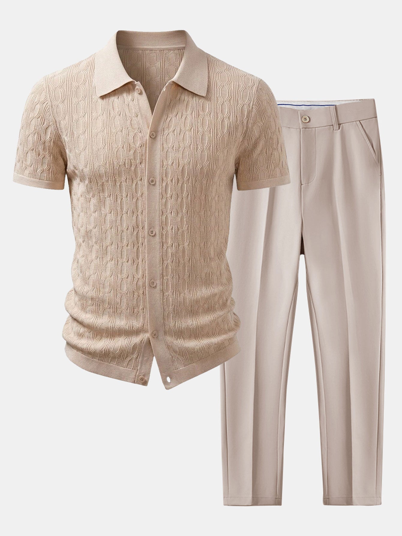 Conjunto Camisa Jacquard y Pantalón Slim Tapered