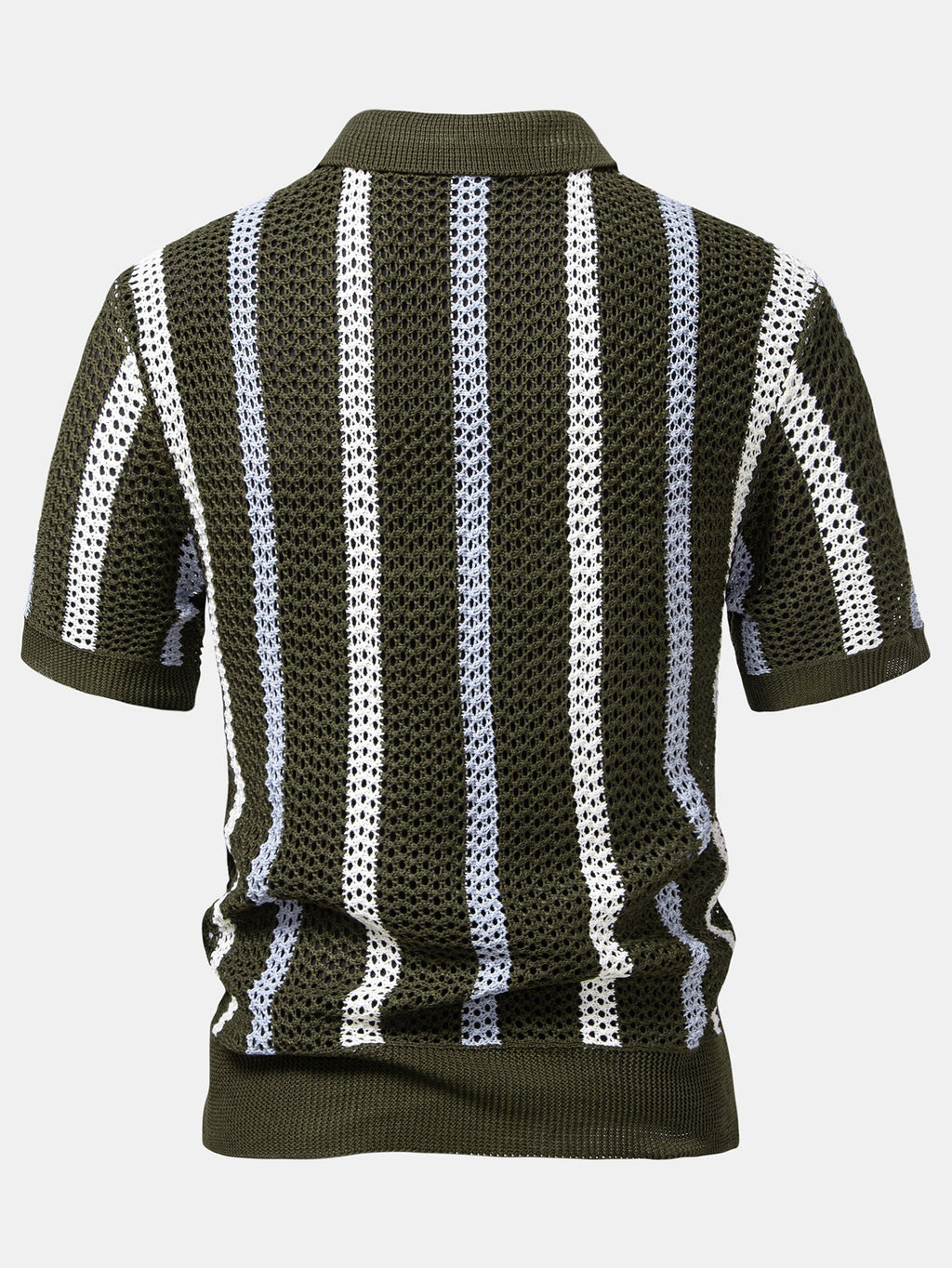 Conjunto Polo Crochet Rayas y Shorts Texturizados