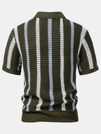 Conjunto Polo Crochet Rayas y Shorts Texturizados